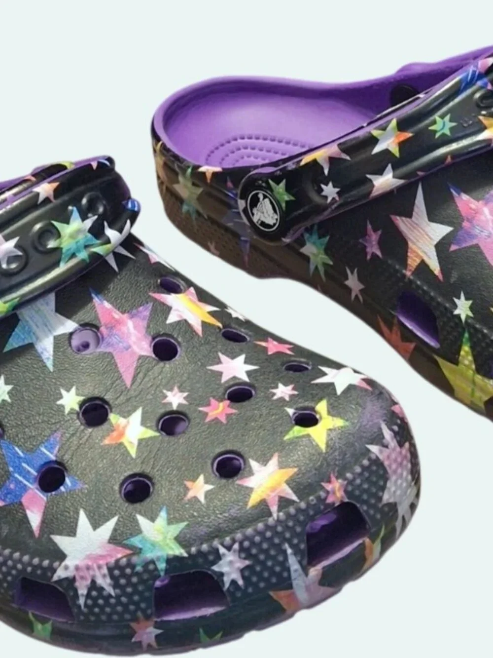 Crocs Classic Clog Starry Celestial Purple Black Iridescent Stars Slip On *SH1